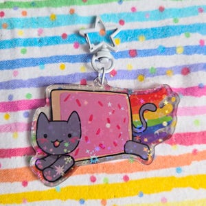 Nyan Cat Charm, Tac Nyan Cat Charm, Double-sided Nyan Cat/ Tac Nyan Holographic Charm
