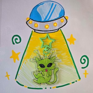 Alien Cat Charm, Gnarp Gnarp Cat Charm, Gnarp Alien Cat Holographic Charm