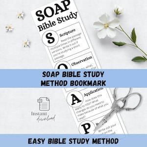 SOAP Bible Study Bookmarks, SOAP Bible Study Method Bookmarks Printable Christian Bible Study Method Digital Download for Spiritual Growth