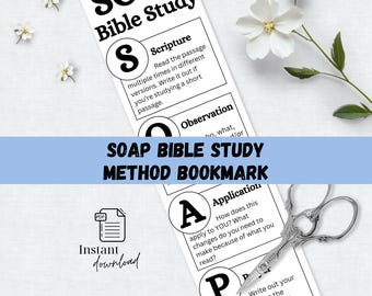 SOAP Bible Study Bookmarks, SOAP Bible Study Method Bookmarks Printable Christian Bible Study Method Digital Download for Spiritual Growth