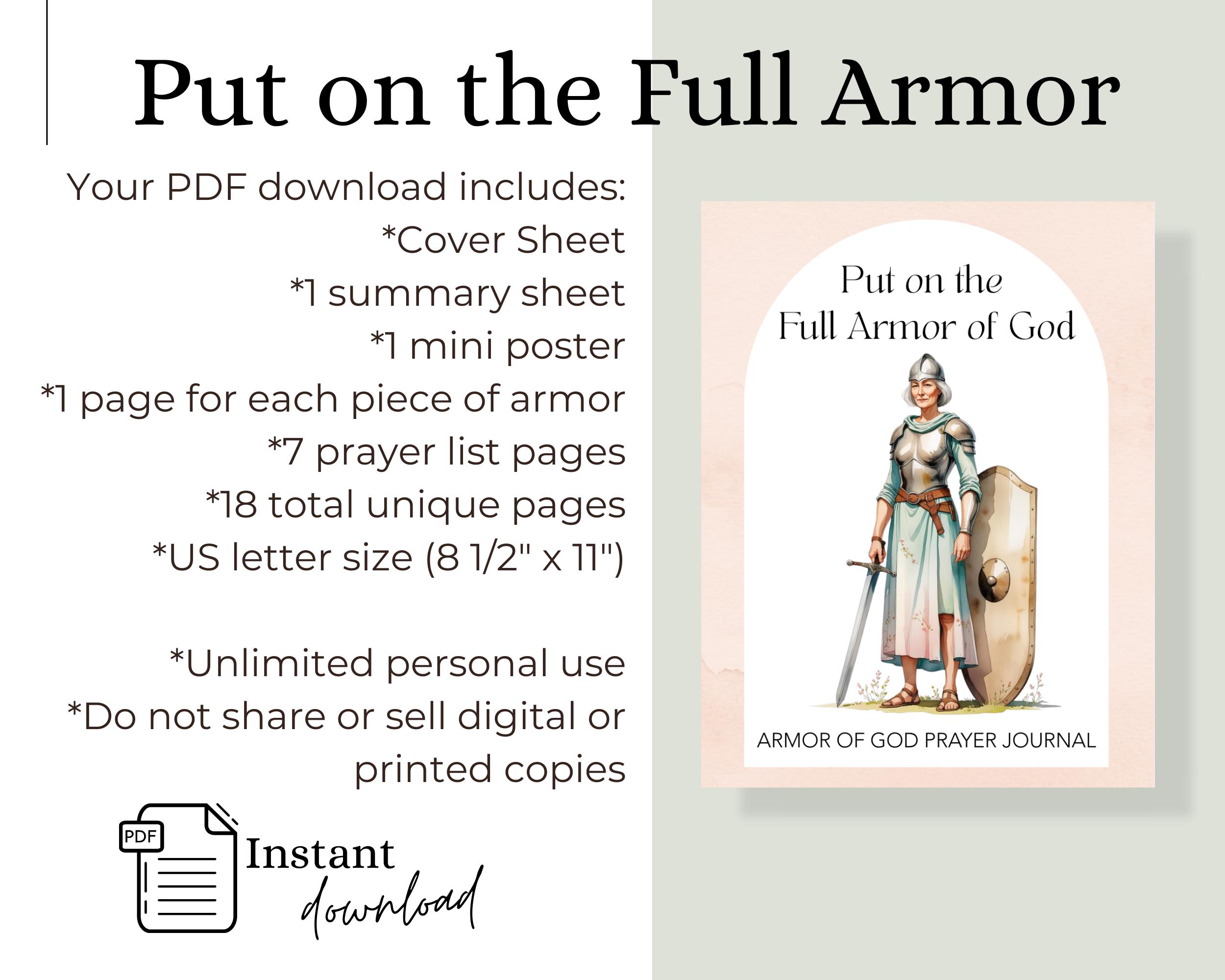 Put on the Full Armor of God Prayer Journal, Printable Spiritual ...