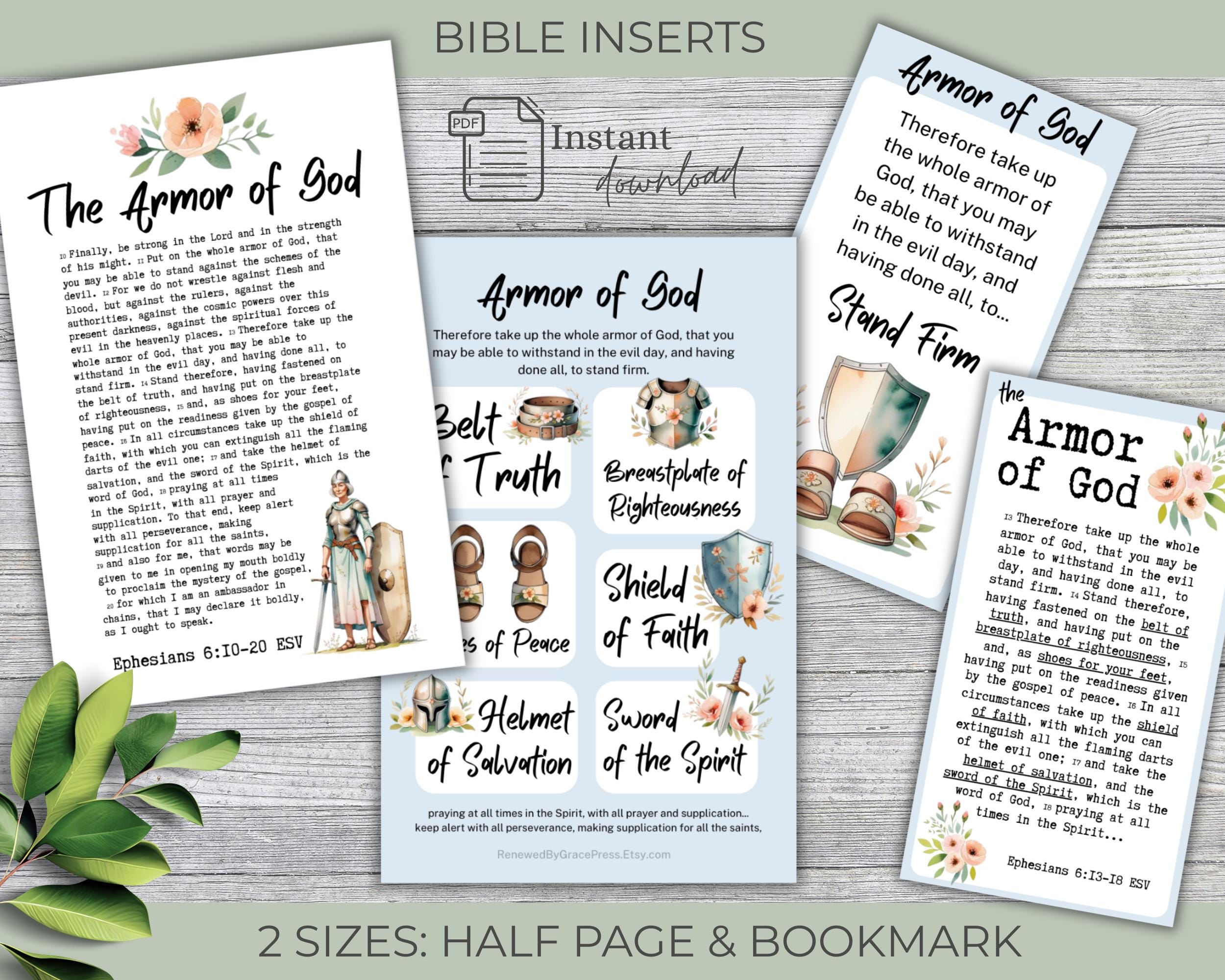 Armor of God Bible Tip-ins • Printable Study Inserts for Journaling ...