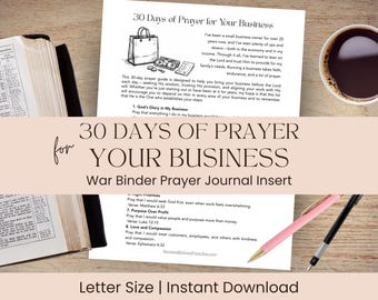 30 Days of Prayer for Your Business Printable | Christian Business Planner Insert | War Binder Prayer List PDF | Faith Based Entrepreneur
