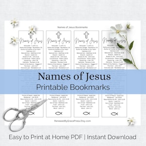 Names of Jesus Bookmark Christian Bookmark for Women&#39;s Bible Study or Sunday School Class Jesus Christ Religious Scripture Bookmarks