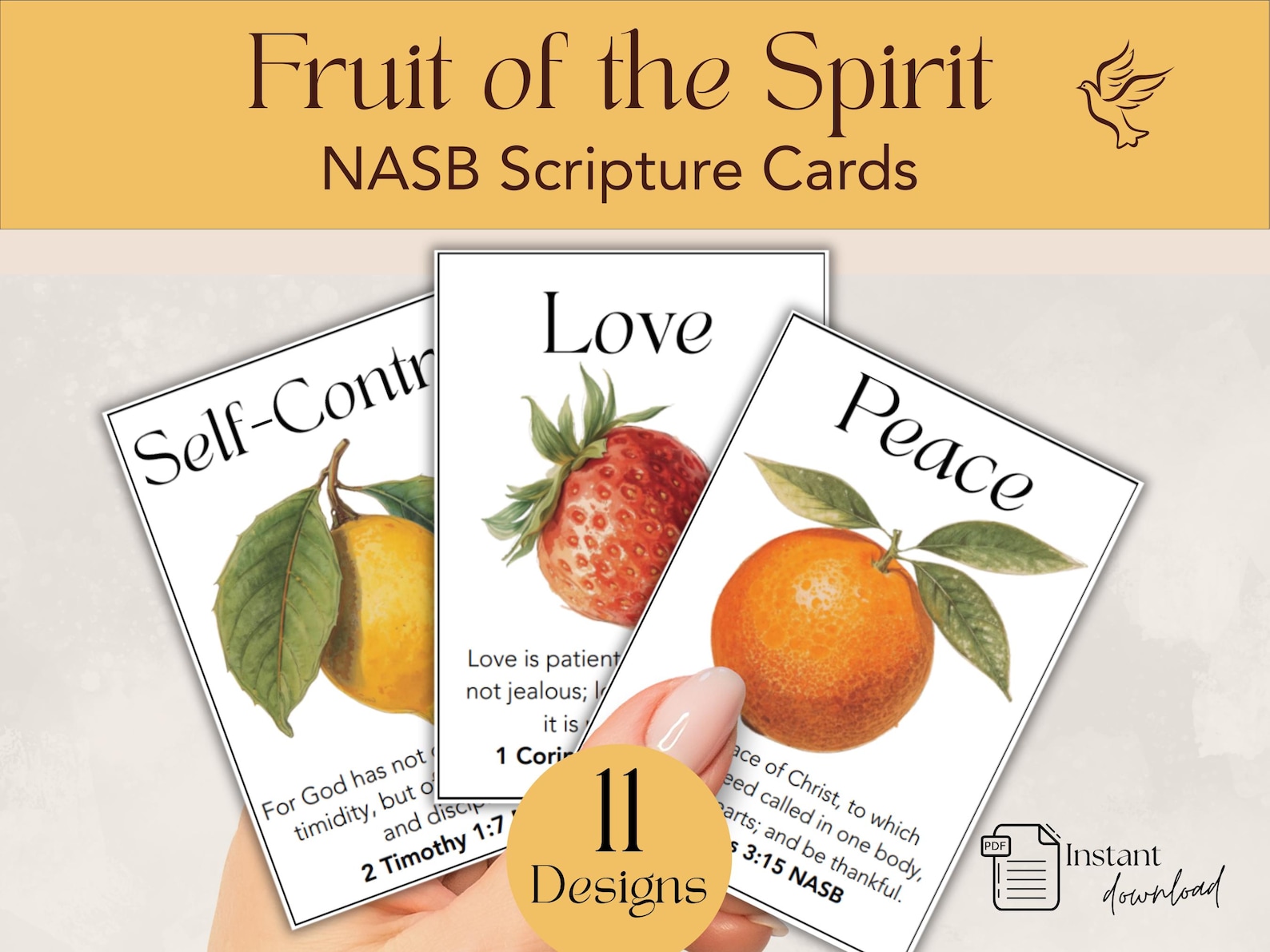 Fruit of the Spirit Scripture Cards Printable, Galatians 5 NASB Bible ...