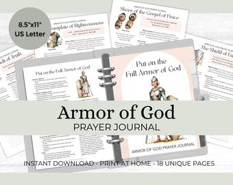 Put on the Full Armor of God Prayer Journal, Printable Spiritual Warfare Bible Study Guide, PDF