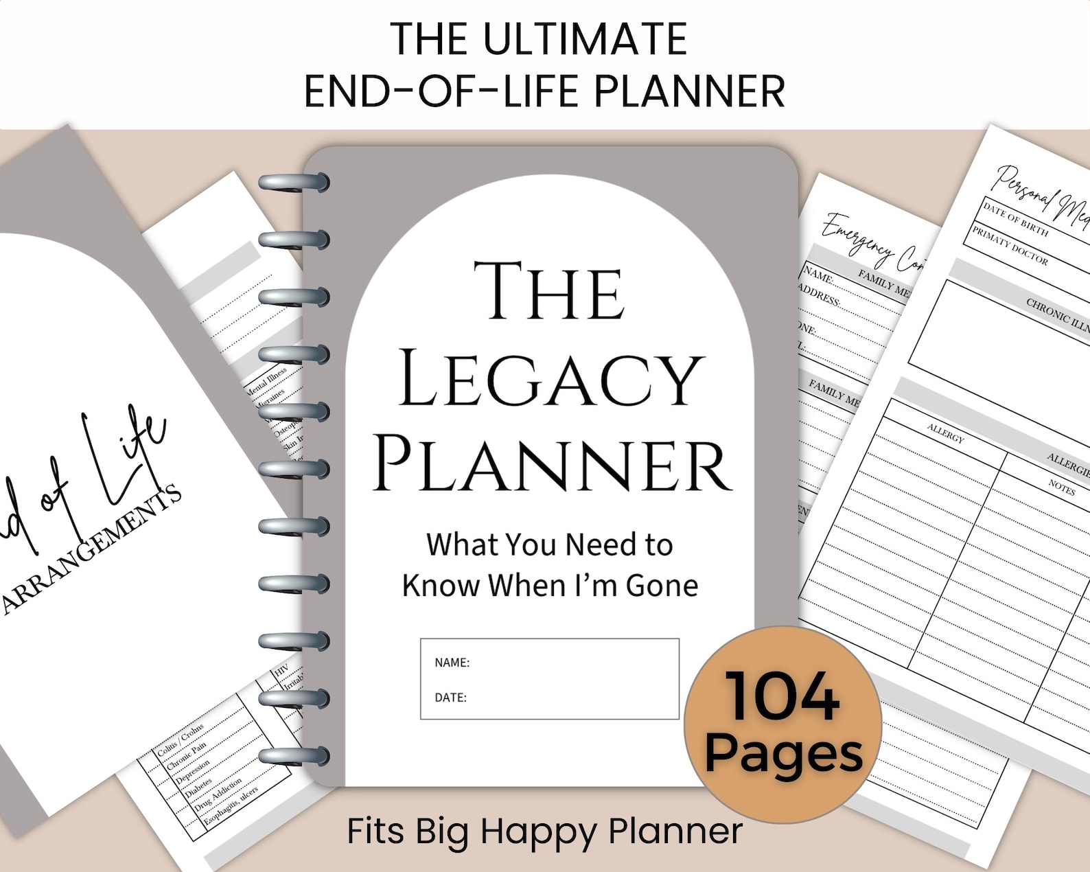 End of Life Planner Printable PDF • Emergency Binder, Legacy Planner ...