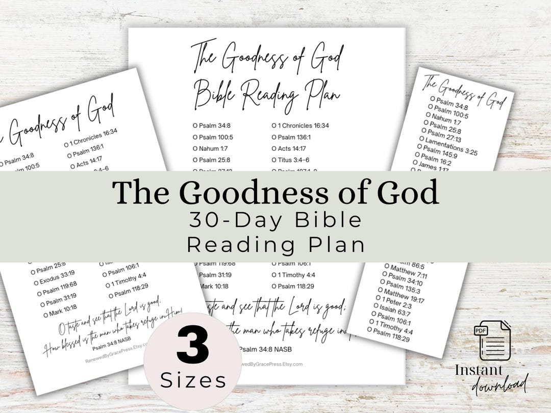 The Goodness of God 30-day Bible Reading Plan Printable | Scripture ...