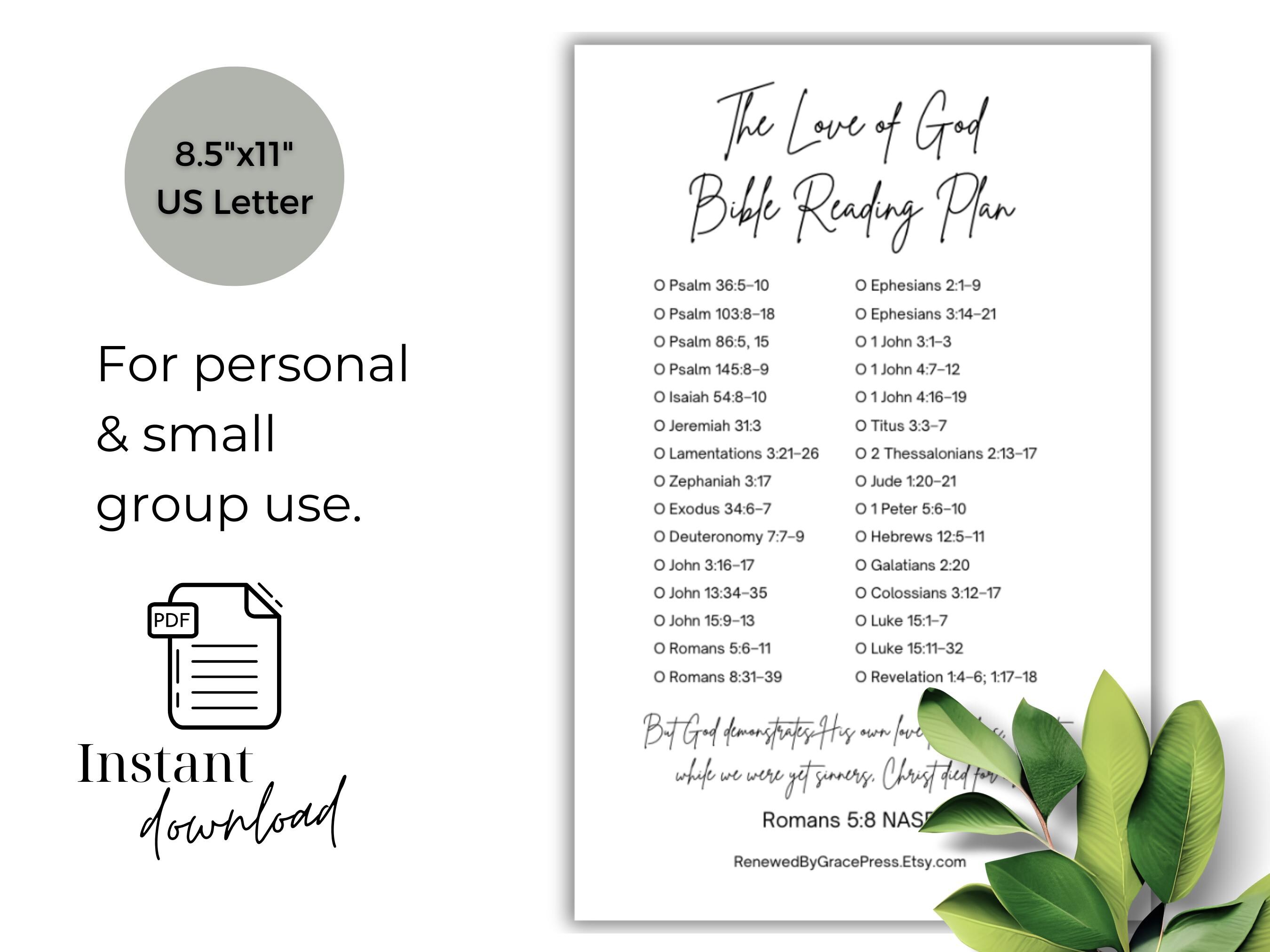 30-day Bible Reading Plan About God’s Love • Printable Christian ...