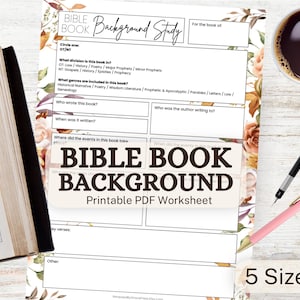 Bible Book Background Worksheet Printable PDF | Bible Study Template | Scripture Study Guide | Bible Overview Page | 5 Sizes Planner Insert