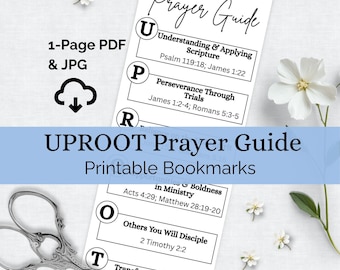 Signets pour guide de prière UPROOT : outil d'étude de la Bible chrétienne (PDF imprimable