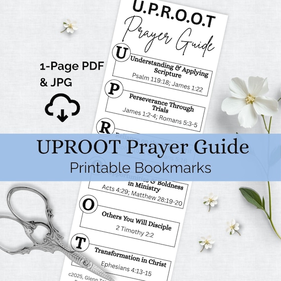 UPROOT Prayer Guide Bookmarks: Christian Bible Study Tool (PDF Printable