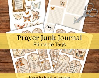 Prayer Junk Journal Tags, Christian Ephemera, Digital Download, Printable Journaling Supplies for Faith