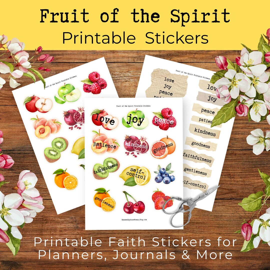 Fruit of the Spirit Printable Stickers Christian Faith Stickers Bible ...