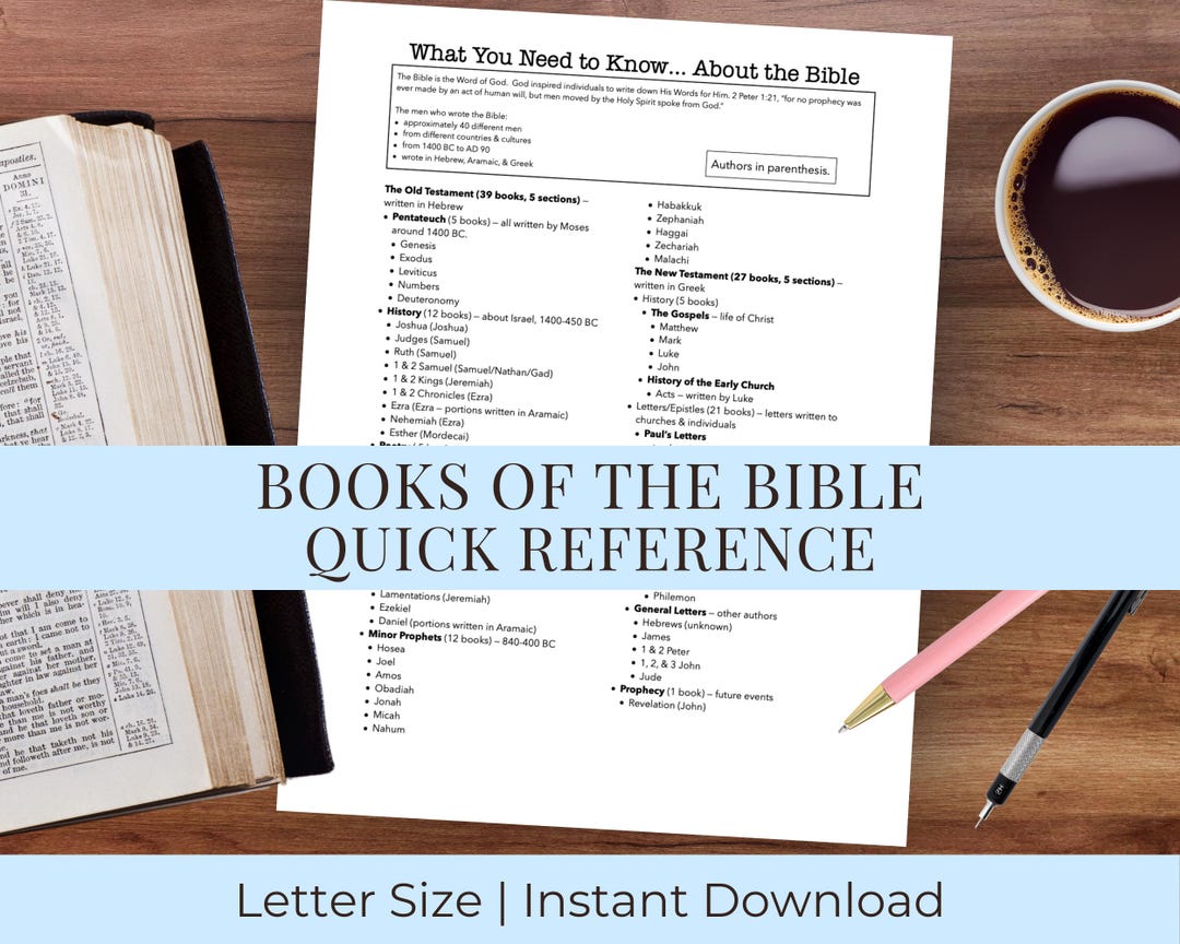 Bible Study Reference Sheet | Books of the Bible Overview Printable ...