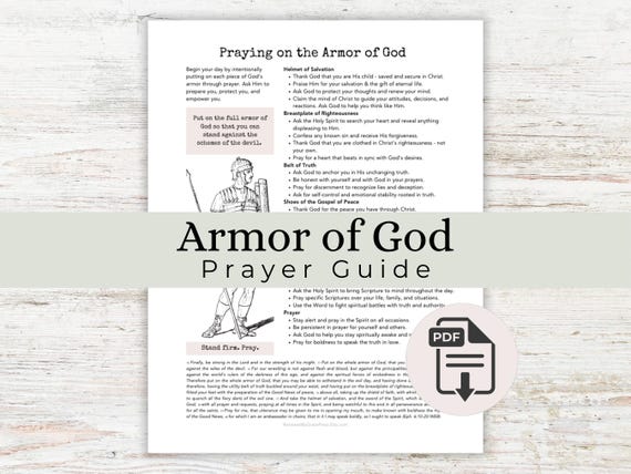 Armor of God PRAYER GUIDE Printable Ephesians 6 Bible Study Spiritual Warfare Digital Download Christian Journal Scripture Full Armor of God