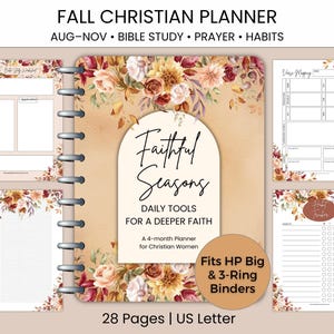 Herfst christelijke PLANNER voor vrouwen afdrukbare wekelijkse geloof planner Bijbelstudie gebed preek notities dagboekpagina's BIG Happy planner INSERTS