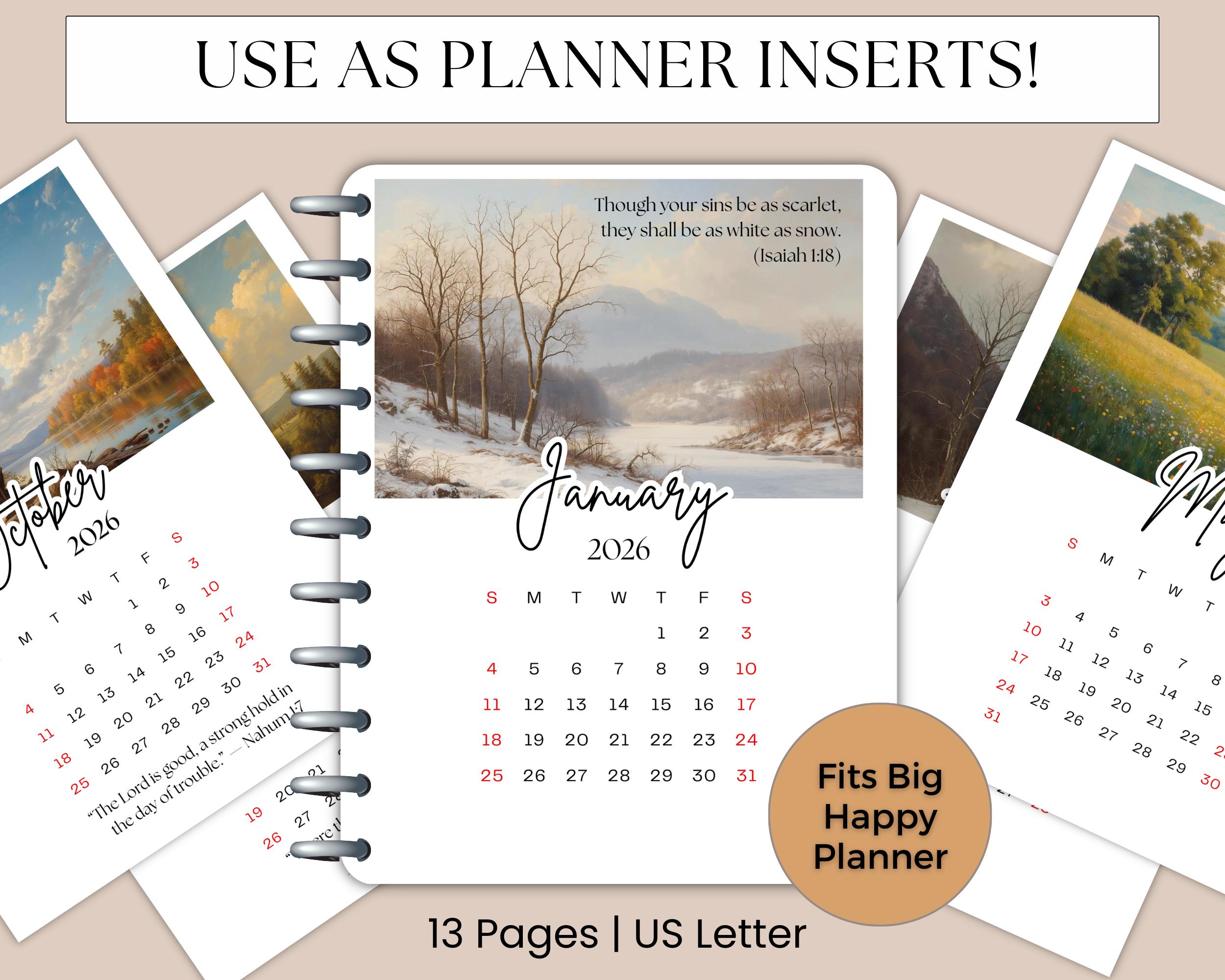 2026 Bible Verse Calendar Printable • Christian Scripture Wall Art ...