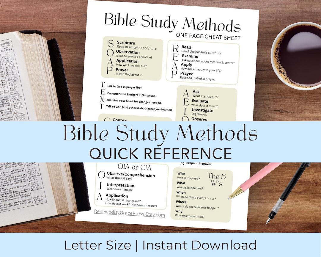 Bible Study Methods Cheat Sheet • Inductive Study Guide • Scripture ...