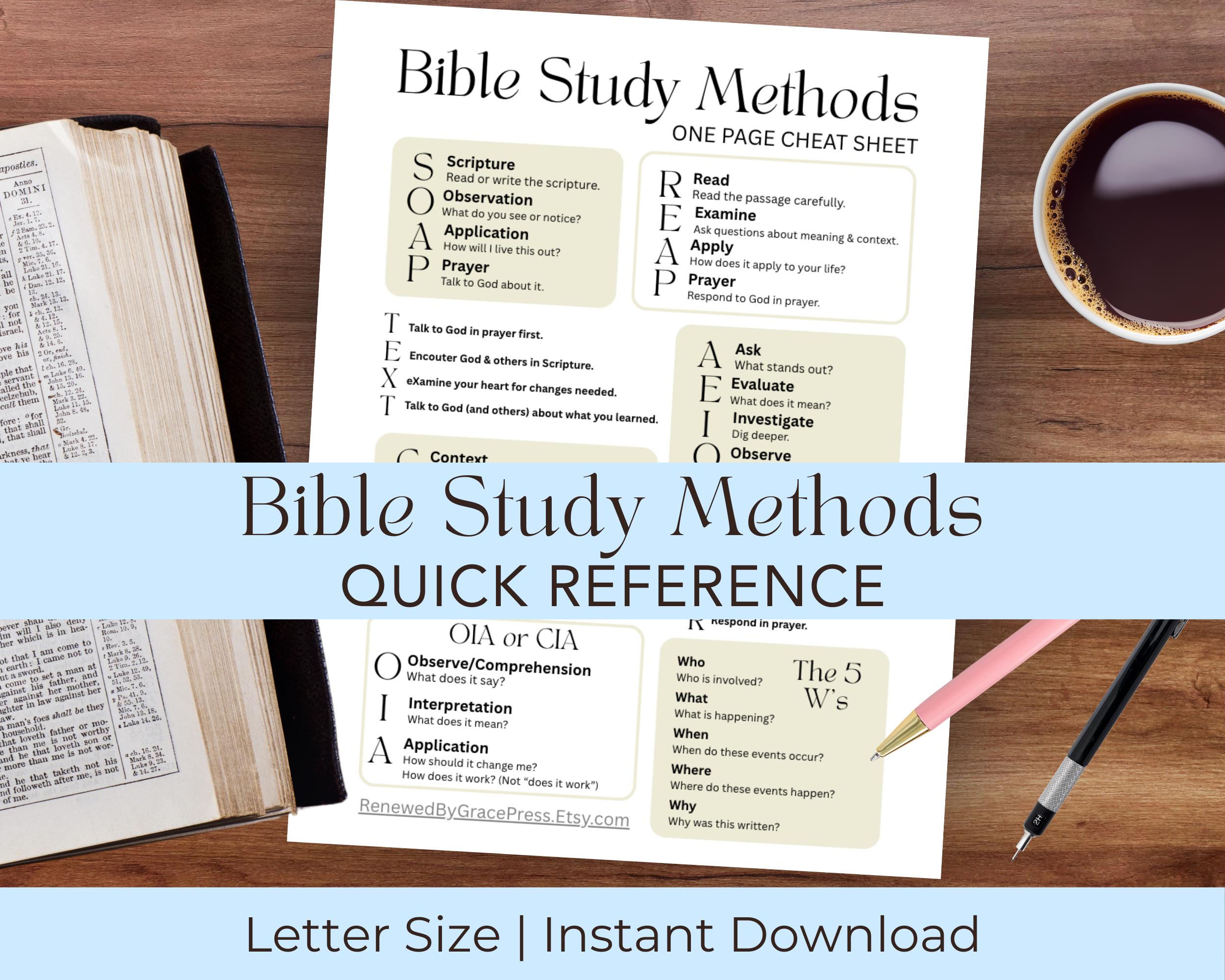 Scripture Tool Engineering Bible Study Methods Cheat Sheet • Inductive Study Guide • Scripture ...