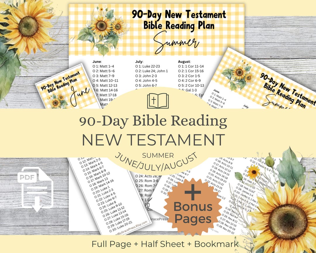 90 Day New Testament Bible Reading Plan Summer Printable Tracker PDF - Etsy