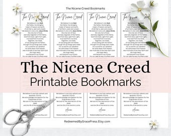 Printable Nicene Creed Bookmark Minimalist Black and White Christian Bookmark PDF Instant Download for Bible Study or Church Use