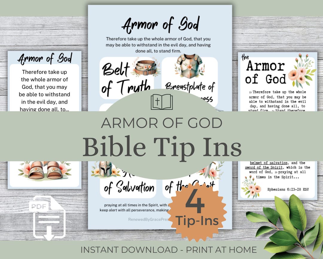 Armor of God Bible Tip-ins • Printable Study Inserts for Journaling ...