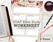 SOAP Bible Study Worksheet Printable PDF | Bible Study Template | 5 Sizes | Quiet Time Journal Page