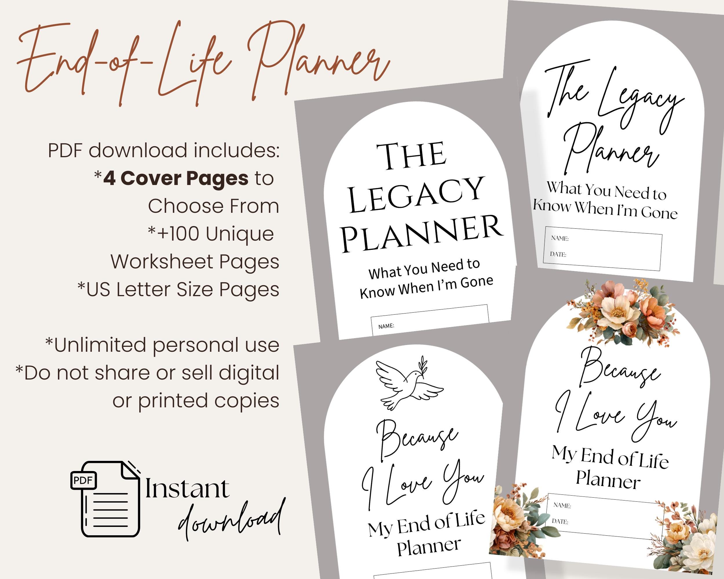 End of Life Planner Printable PDF • Emergency Binder, Legacy Planner ...