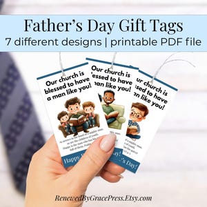 Etiquetas de regalo imprimibles para el Día del Padre, descarga digital, tarjetas religiosas para la iglesia, ideas para el Día del Padre.