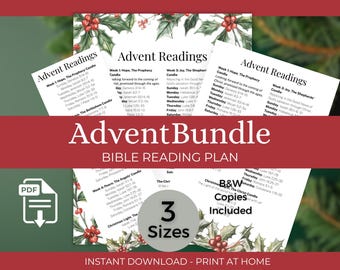 Advent Bible Reading Plan Bundle | Printable Bible Scripture Countdown | Christmas Devotional