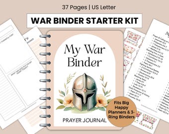 War Binder Starter Kit | Bible Study Planner Prayer Journal PDF | Prayer Binder | Loaded Bible Tabs & Worksheets