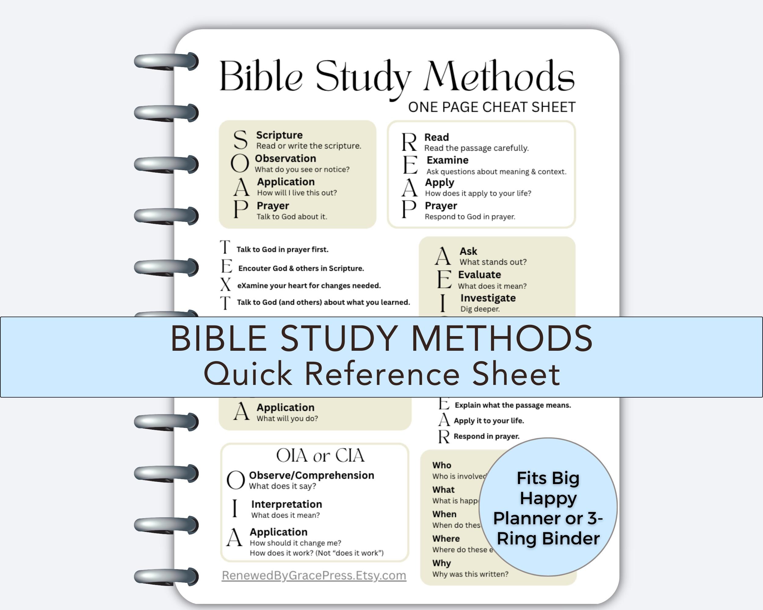 Scripture Tool Engineering Bible Study Methods Cheat Sheet • Inductive Study Guide • Scripture ...