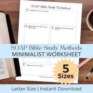 SOAP Bible Study Worksheet Printable | Simple Bible Study Template PDF | Quiet Time & Journaling Page | Low Ink Scripture Study Guide