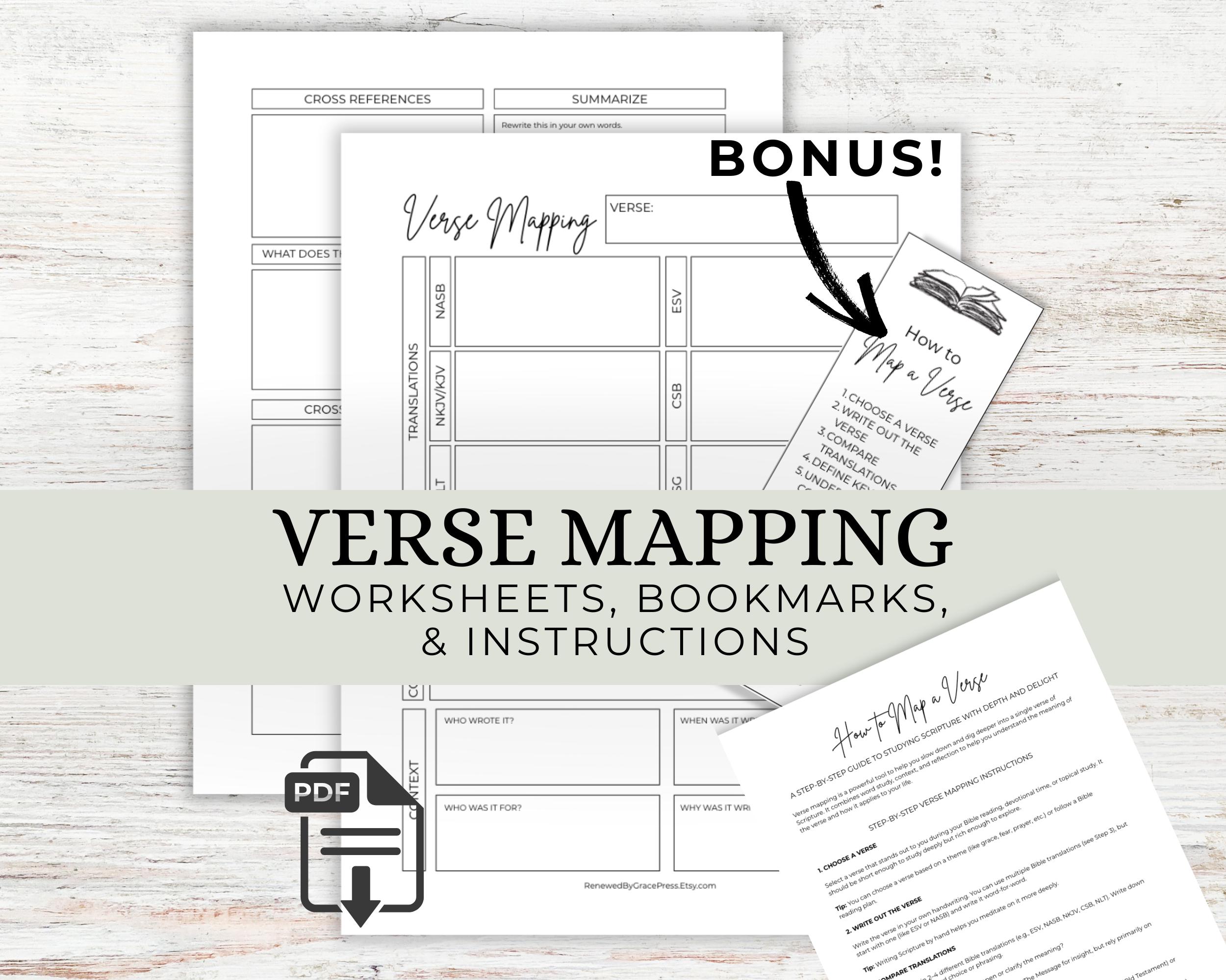 Verse Mapping Worksheet Printable Bible Study Template PDF for ...