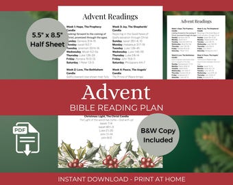 Half-Page Advent Reading Plan | Printable Bible Bible Reading List Christmas Countdown