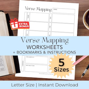 Verse Mapping Bible Study Bundle Printable, Minimalist Worksheet, Scripture Mapping, Bible Study Guide, Christian Planner PDF
