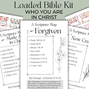 Identity in Christ Loaded Bible Kit, Printable Bible Inserts, Tip-Ins and Tabs, Scripture Maps PDF