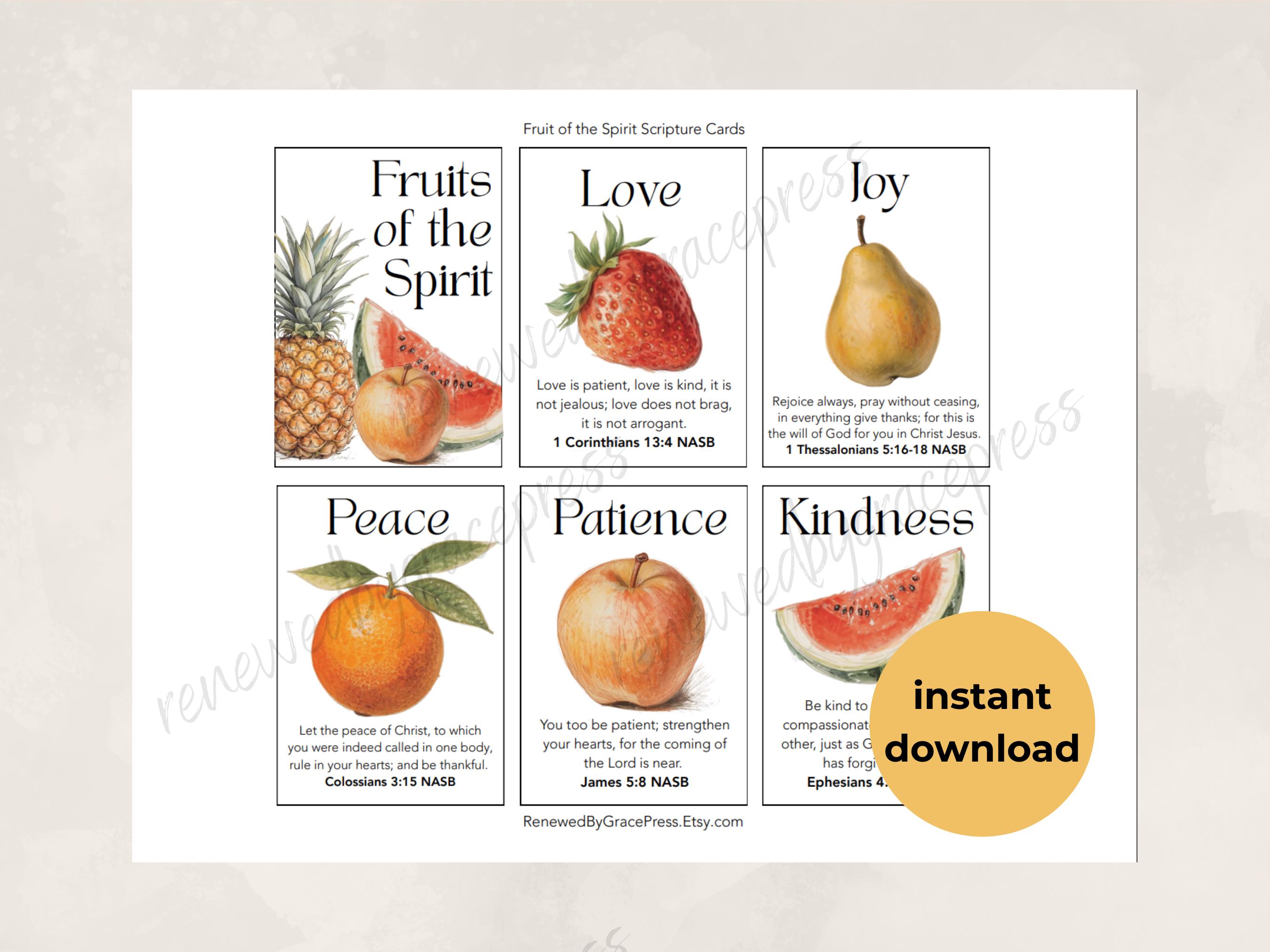 Fruit of the Spirit Scripture Cards Printable, Galatians 5 NASB Bible ...