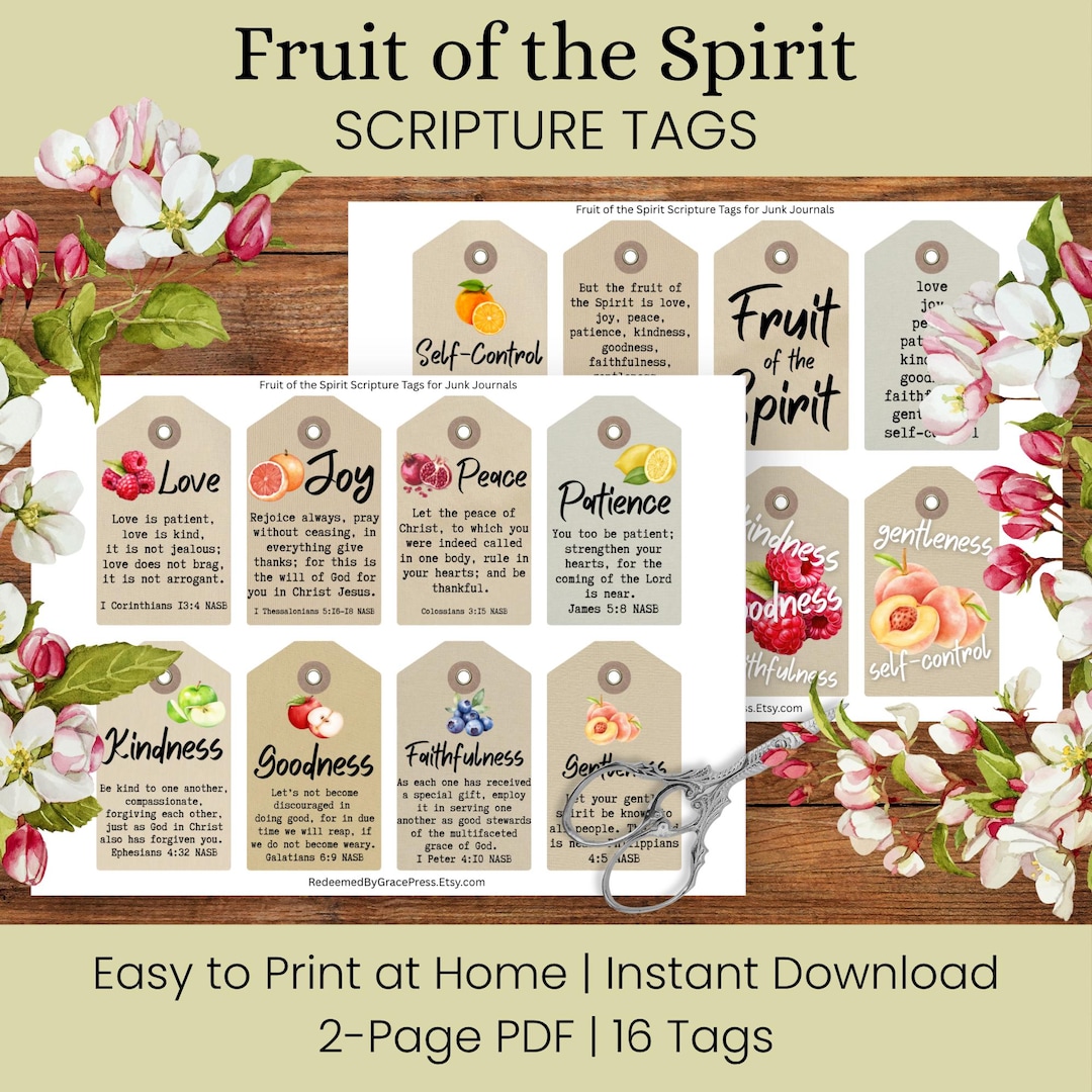 Fruit of the Spirit Scripture Cards Printable | Galatians 5 Bible Study ...