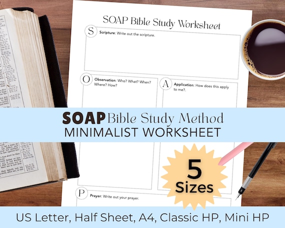 SOAP Bible Study Worksheet Printable | Simple Bible Study Template PDF | Quiet Time & Journaling Page | Low Ink Scripture Study Guide