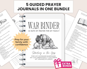 Family Prayer Binder Bundle Printable | 30 Days of Prayer for Your Family | Pray Husband Children Grandchildren | Christian War Binder Kit