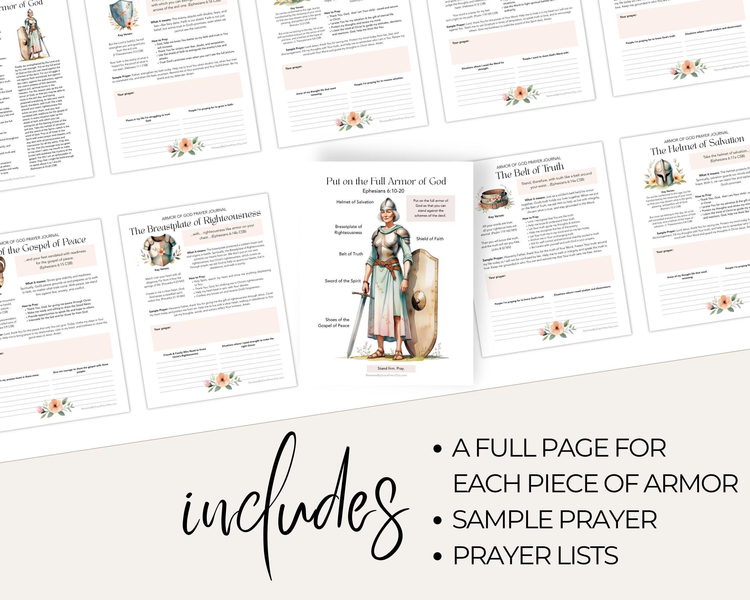 Put on the Full Armor of God Prayer Journal, Printable Spiritual ...