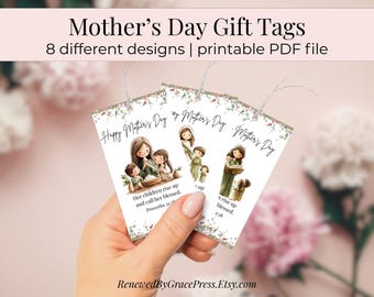 Printable Mother's Day Gift Tags Christian | Bible Verse Gift Tags | Watercolor Biblical Moms | Proverbs 31:28 | Instant Download PDF