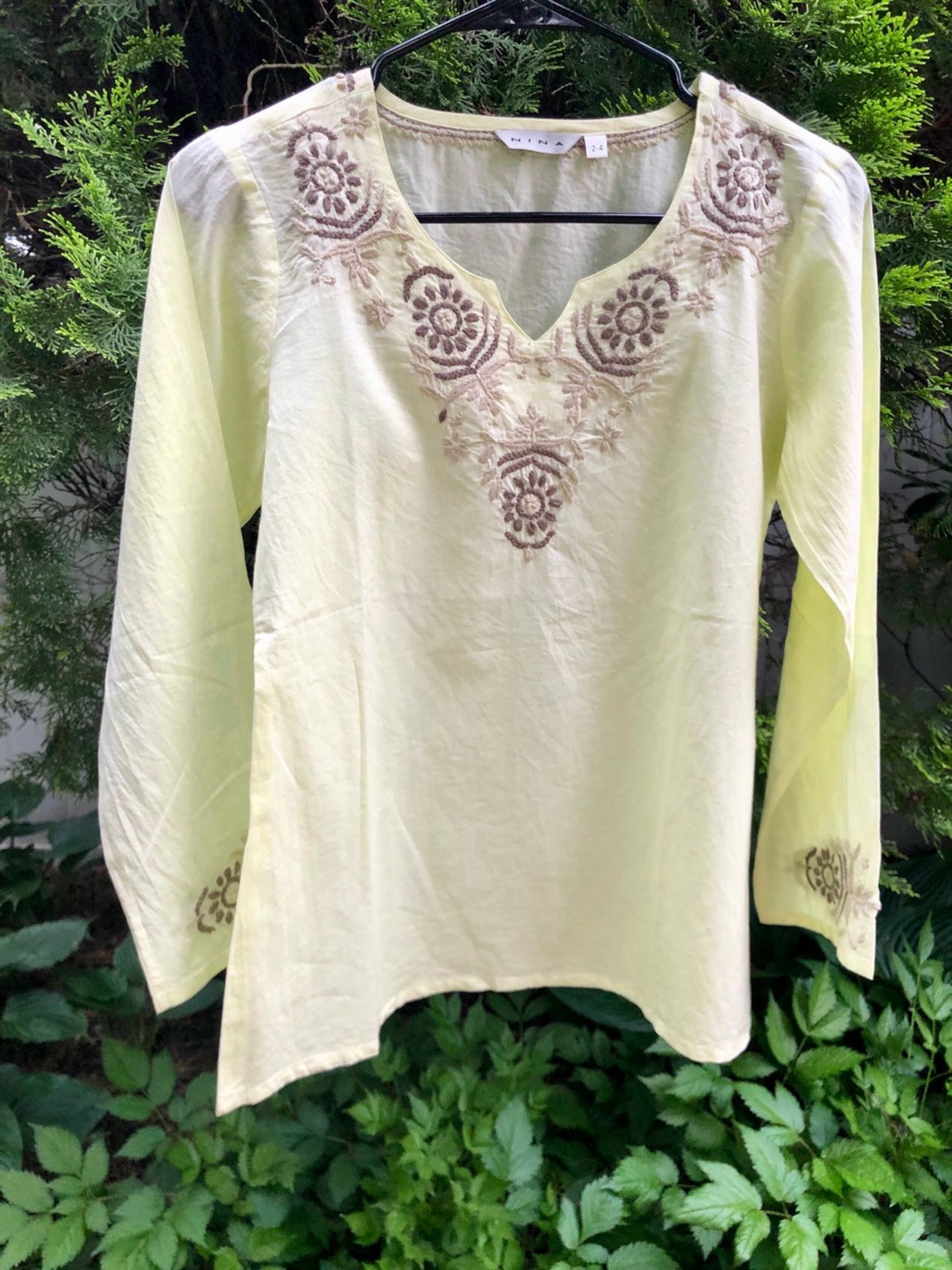Bohemian PETITE/PLUS Sizes Soft Pastel Yellow Hand Embroidered | Etsy
