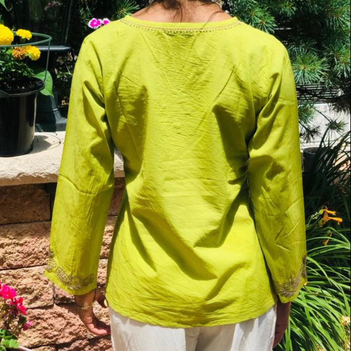 Bohemian Lime Green Hand Boho Chic Embroidered Toptunicblouse US Sizes XXS 5XL-100% Cotton - Etsy