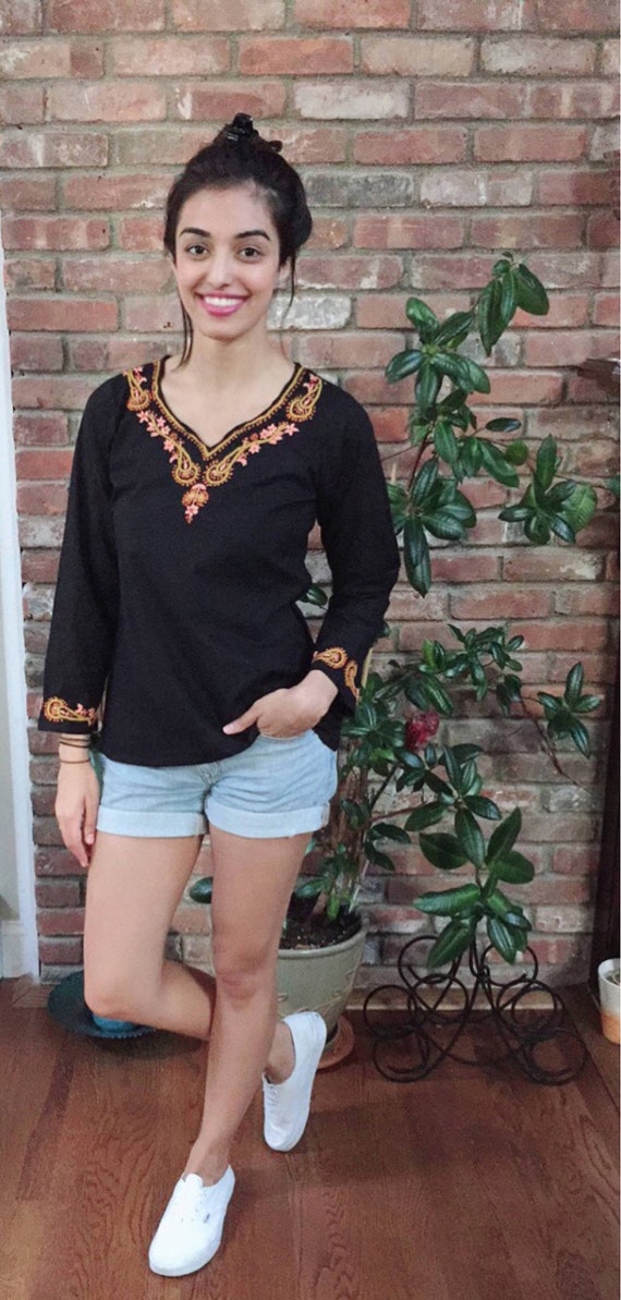 petite black tunic top