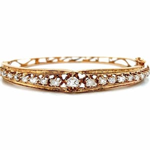 Natürlicher Diamant 14KT Gelbgold Vintage Inspiriert Cocktail Armreif Einzigartige Schmuck Geschenk