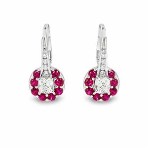 3.73ct Natural Ruby Diamond Earrings Platinum | EGL Certified Ruby & Diamond Art Deco Latch Back Earrings