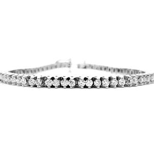 Natural Diamond Tennis Bracelet – 14KT White Gold – Delicate Dainty Minimalist Anniversary Unique Jewelry Gift